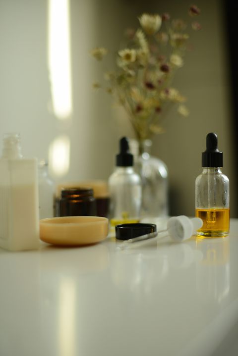 skin care products on a white background
