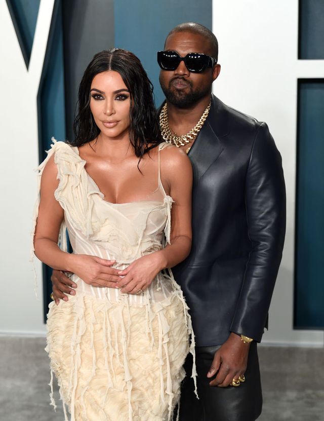 beverly hills, california   february 09 kim kardashian and kanye west attend the 2020 vanity fair oscar party hosted by radhika jones at wallis annenberg center for the performing arts on february 09, 2020 in beverly hills, california photo by karwai tanggetty images