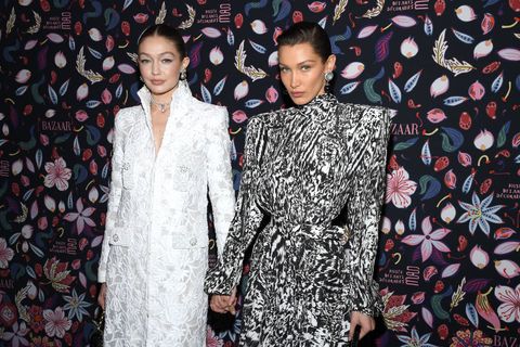 paris, france   february 26 editorial use only l to r gigi hadid and bella hadid attend the harpers bazaar exhibition as part of the paris fashion week womenswear fallwinter 20202021 at musee des arts decoratifs on february 26, 2020 in paris, france photo by pascal le segretaingetty images