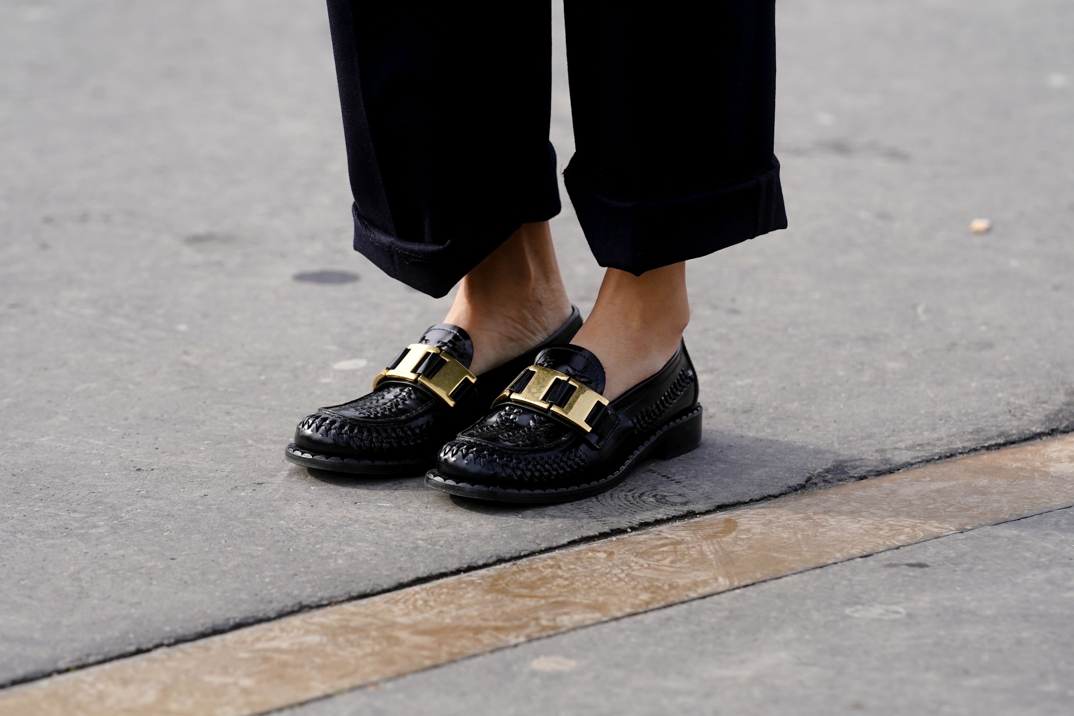 stylish black loafers