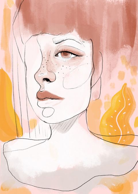 beautiful woman digitally painted portrait in a watercolor technique artistic illustration