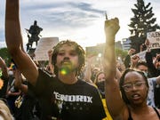 Protests Continue At Capitol In Denver In Aftermath To Death Of George Floyd denver, co may 31 people hold up their fists on the steps of the colorado state capitol during the fourth consecutive day of protests in the aftermath of the death of george floyd on may 31, 2020 in denver, colorado the city of denver enacted a curfew for saturday night and sunday night in hopes of curbing destruction that has wreaked havoc across the cityphoto by michael ciaglogetty images
