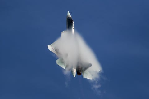 Air Show at Army 2020 International Military Technical Forum moscow region, russia august 25, 2020 a sukhoi su 57 jet fighter performs during an air show as part of the army 2020 international military technical forum at the kubinka air field sergei savostyanovtass photo by sergei savostyanovtass via getty images