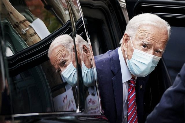 wilmington, de   october 19 democratic presidential nominee joe biden arrives at the queen theater on october 19, 2020 in wilmington, delaware according to the campaign, biden is recording an interview with cbs 60 minutes that will air sunday evening photo by drew angerergetty images