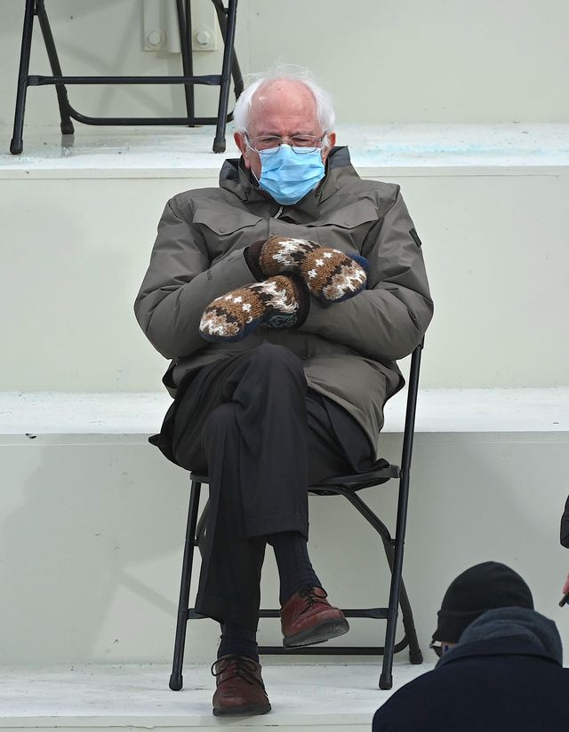 former presidential candidate, senator bernie sanders d vermont sits in the bleachers on capitol hill before joe biden is sworn in as the 46th us president on january 20, 2021, at the us capitol in washington, dc photo by brendan smialowski  afp photo by brendan smialowskiafp via getty images