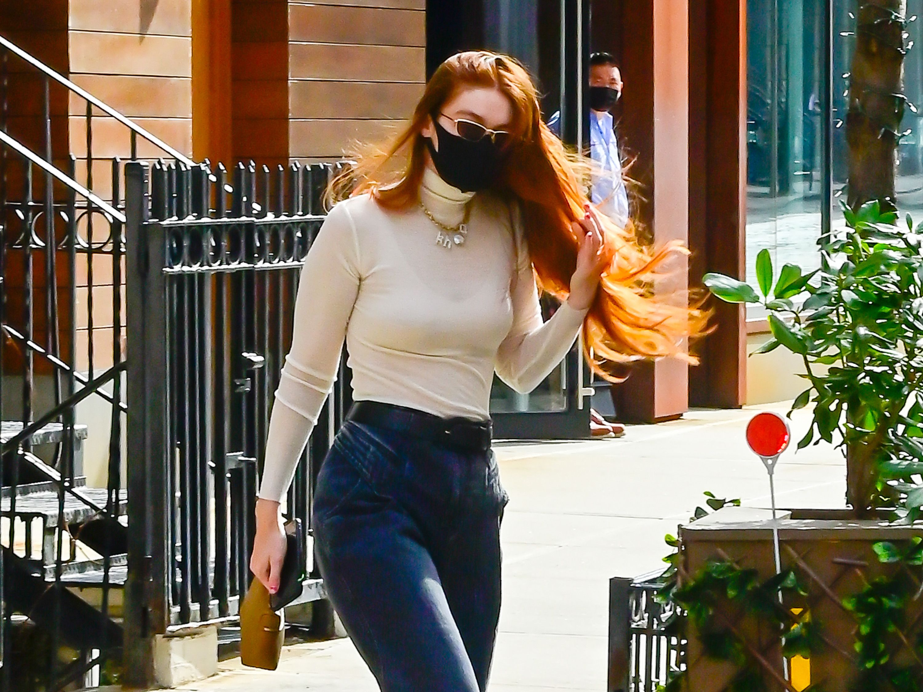 Gigi Hadid Shows Off Red Hair During Soho Outing