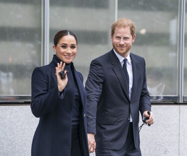 new york, united states   20210923 the duke and duchess of sussex, prince harry and meghan visit one world observatory on 102nd floor of freedom tower of world trade center photo by lev radinpacific presslightrocket via getty images