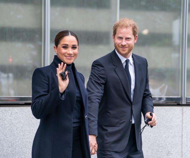 The Duke and Duchess of Sussex, Prince Harry and Meghan new york, united states 20210923 the duke and duchess of sussex, prince harry and meghan visit one world observatory on 102nd floor of freedom tower of world trade center photo by lev radinpacific presslightrocket via getty images