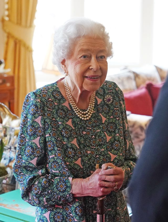 windsor, england   february 16 queen elizabeth ii speaks during an audience at windsor castle when she met the incoming and outgoing defence service secretaries at windsor castle on february 16, 2022 in windsor, england photo by steve parsons wpa poolgetty images