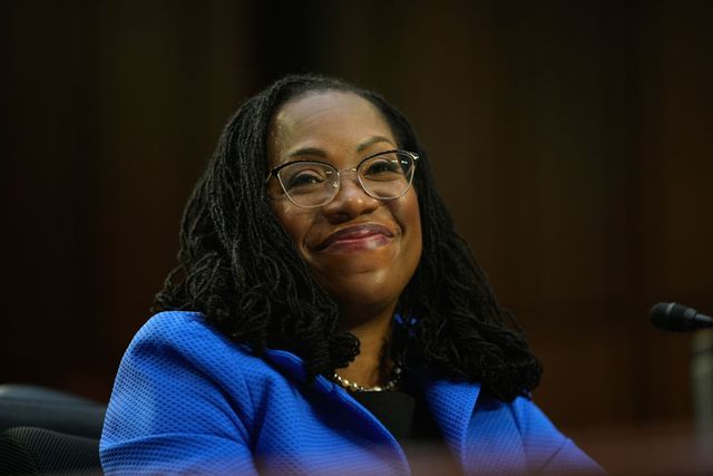 washington, dc   march 23 supreme court nominee judge ketanji brown jackson, photographed during her senate judiciary committee confirmation hearing on capitol hill on wednesday, mar 23, 2022 in washington, dc judge jackson was picked by president biden to be the first black woman in united states history to serve on the nations highest court to succeed supreme court associate justice stephen breyer who is retiring kent nishimura  los angeles times via getty images