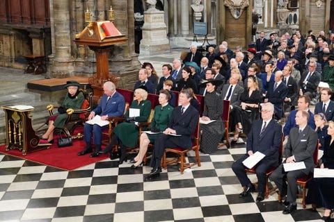UK-Royals-Philip Queen Elizabeth II of the United Kingdom, front row l to r Prince Charles of the United Kingdom, Prince of Wales, Camilla of the United Kingdom, Duchess of Cornwall, Princess Anne of the United Kingdom, Princess Princess, Deputy Admiral Timothy Lawrence, Prince Andrew of the United Kingdom, Prince of York, Edward of the United Kingdom, Count Wessex, Sophie of the United Kingdom, Countess of Wessex, second row l to r Prince William of the United Kingdom, Duke of Cambridge, Prince George of Cambridge of the United Kingdom, Catherine of the United Kingdom, Duchess of Cambridge, Peter Philips attends a thank-you worship to the United Kingdom Prince Philip, Prince Edinburgh, March 29, 2022, at the Westminster Monastery in central London, on Tuesday for Prince Philip, the late husband of Queen Elizabeth. She married the Queen for 73 years and died on April 9, last year at the age of 99. She then she was hospitalized for a month and took a picture of her heart dissatisfaction by Dominique Lipinsky Pool. Miniclipinskipoolafp via Getty Images