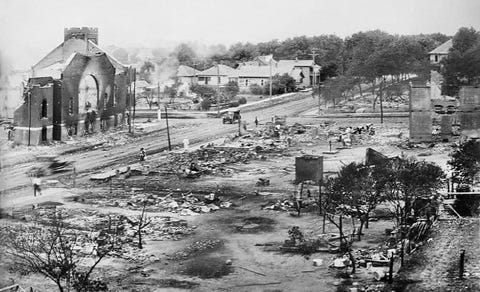 Part of Greenwood District burned in Race Riots, Tulsa, Oklahoma, USA, June 1921 part of greenwood district burned in race riots, tulsa, oklahoma, usa, june 1921 photo by universal history archiveuniversal images group via getty images