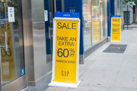 new york, new york   july 22 sale signs are seen outside of a gap clothing store on the upper west side as the city enters phase 4 of re opening following restrictions imposed to slow the spread of coronavirus on july 22, 2020 in new york city the fourth phase allows outdoor arts and entertainment, sporting events without fans and media production photo by alexi rosenfeldgetty images