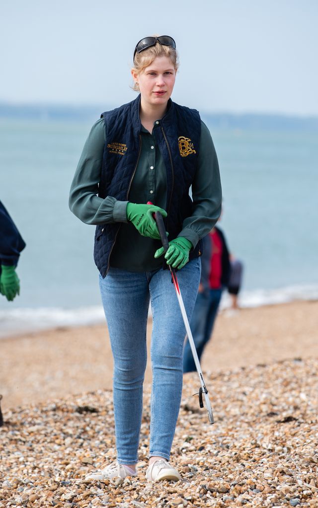 portsmouth, england    september 20  lady louise windsor takes part in the great british beach clean on southsea beach on september 20, 2020 in portsmouth, england photo by poolsamir husseinwireimage