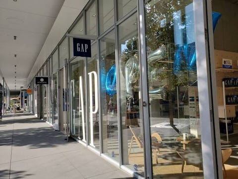 side view of the glass storefront of a gap store with the gap sign prominent in san ramon, california, december 6, 2020 photo by smith collectiongadogetty images