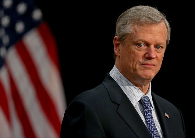 boston, ma   february 8 governor charlie baker speaks at a press conference at the state house on february 8, 2021 in boston, massachusetts  staff photo by matt stone boston herald