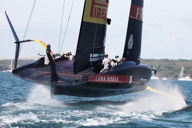 auckland, new zealand   february 13 prada luna rossa in action in race one during day one of the prada cup final on auckland harbour on february 13, 2021 in auckland, new zealand photo by fiona goodallgetty images