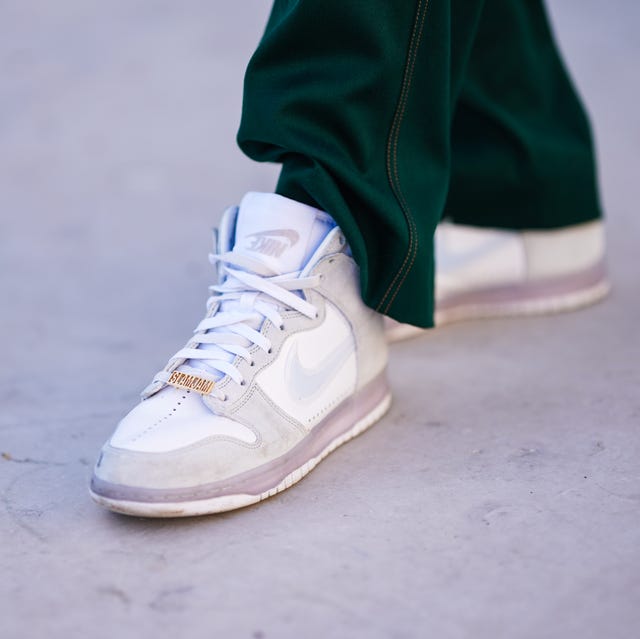 Fashion Photo Session In Paris - March 2021 paris, france march 24 clement cornebize, fashion model, wears green jogger sport pants from sies marjan, white sneakers shoes from nike x slamjam, on march 24, 2021 in paris, france photo by edward berthelotgetty images