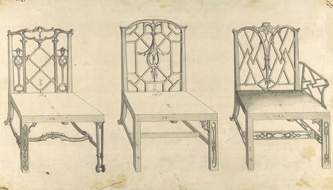 chinoiserie,  chinese chairs, in chippendale drawings