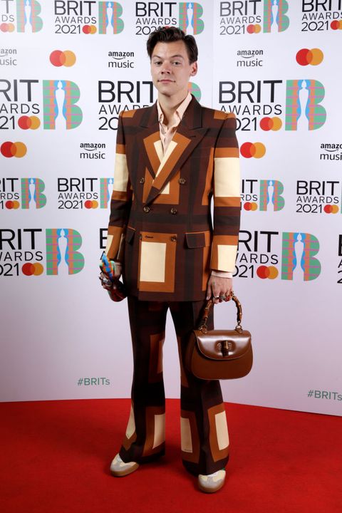 london, england   may 11 harry styles wins the mastercard british single award for watermelon sugar during the brit awards 2021 at the o2 arena on may 11, 2021 in london, england photo by jmenternationaljmenternational for brit awardsgetty images