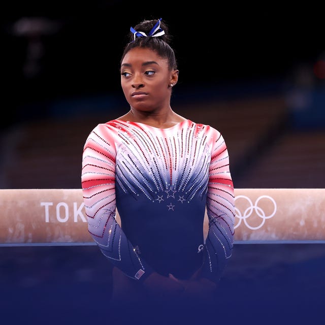 tokyo, japan   august 03 simone biles of team united states competes in the womens balance beam final on day eleven of the tokyo 2020 olympic games at ariake gymnastics centre on august 03, 2021 in tokyo, japan photo by laurence griffithsgetty images