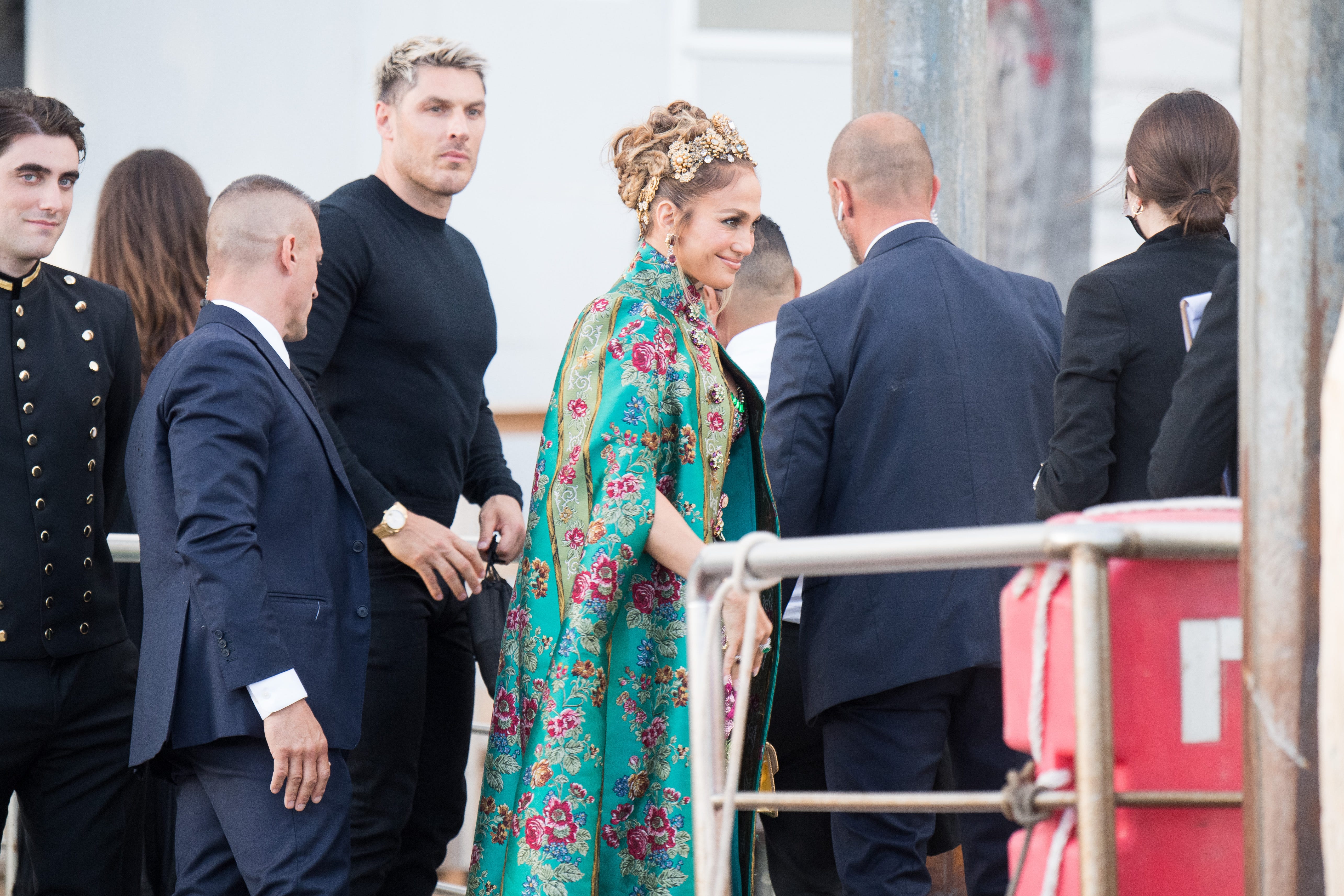 J.Lo Dazzled in an Epic Brocade Cape in Venice