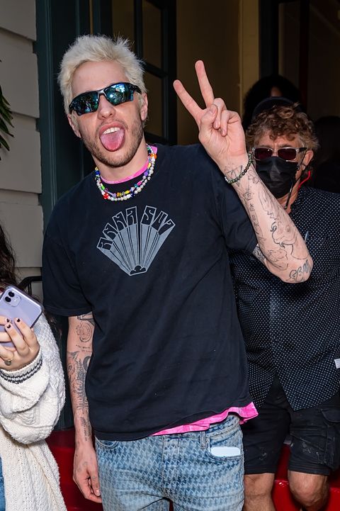 new york, new york   september 11 comedian pete davidson is seen leaving the anna sui spring summer 2022 during new york fashion week at indochine on september 11, 2021 in new york city photo by gilbert carrasquillogc images