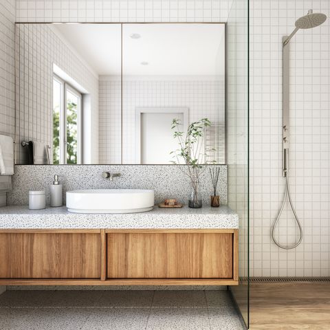 modern bathroom interior stock photo   3d render