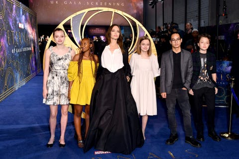 angelina jolie and her kids at the eternals premiere