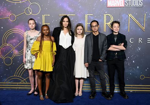 angelina jolie and her kids at the eternals premiere