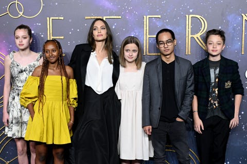 angelina jolie and her kids at the eternals premiere