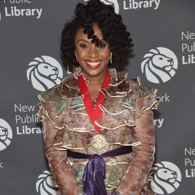 new york, new york   november 08 2021 library lion honoree chimamanda ngozi adichie attends the new york public librarys 2021 library lions gala at the new york public library   stephen a schwarzman building on november 08, 2021 in new york city photo by gary gershoffgetty images