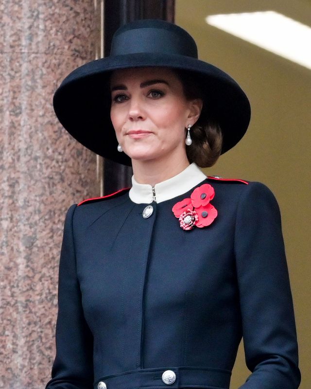 london, england   november 14 catherine, duchess of cambridge attends the national service of remembrance at the cenotaph on november 14, 2021 in london, england photo by samir husseinpoolwireimage