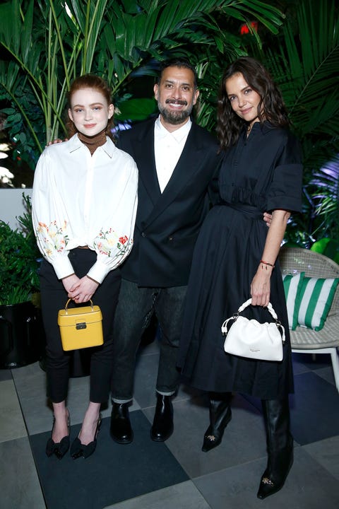 sadie sink, tom mora, and katie holmes at kate spade new york summer 2022 presentation