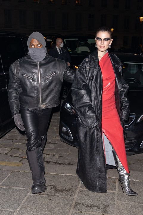 paris, france   january 23 kanye west and julia fox are seen on january 23, 2022 in paris, france photo by marc piaseckigc images