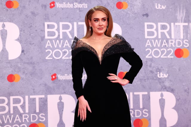 london, england february 08 editorial use only adele attends the brit awards 2022 at the o2 arena on february 08, 2022 in london, england photo by jmenternationalgetty images