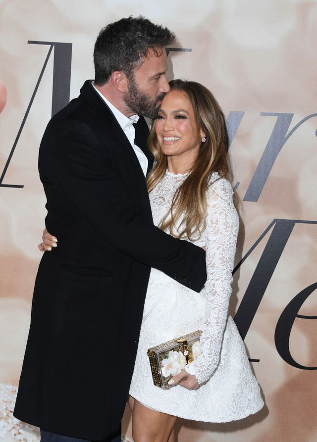los angeles, california   february 08 ben affleck and jennifer lopez 
 arrive at the los angeles special screening of marry me on february 08, 2022 in los angeles, california photo by steve granitzfilmmagic