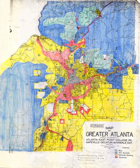 map of greater atlanta map with redlined zones