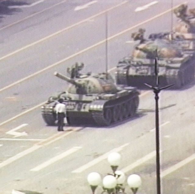 beijing   june 5, 1989 japan out video capture a lone demonstrator stands down a column of tanks june 5, 1989 at the entrance to tiananmen square in beijing the incident took place on the morning after chinese troops fired upon pro democracy students who had been protesting in the square since april 15, 1989 photo by cnn via getty images