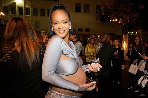 los angeles, california   march 12 rihanna poses with engraved fenty beauty icon lipsticks as she celebrates the launch of fenty beauty at ulta beauty on march 12, 2022 in los angeles, california photo by kevin mazurgetty images for fenty beauty by rihanna