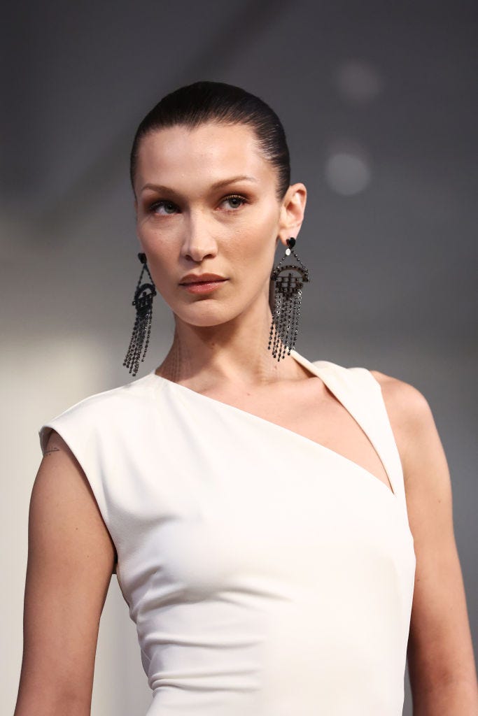 Bella Hadid Wears a Lace Corset and Wide-Leg Pants in Rome