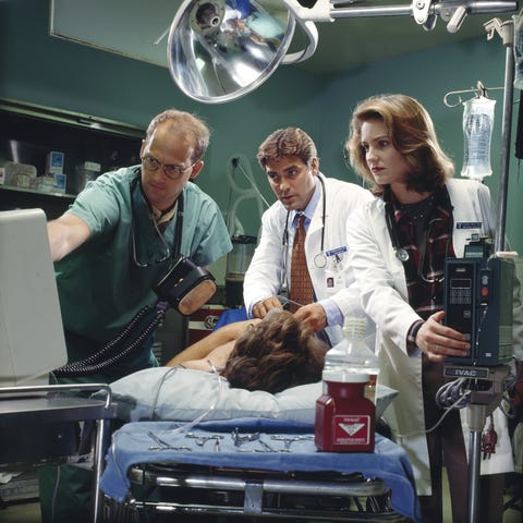 ER er season 1 pictured l r anthony edwards as doctor mark greene, george clooney as doctor doug ross, sherry stringfield as doctor susan lewis photo by nbcu photo bank