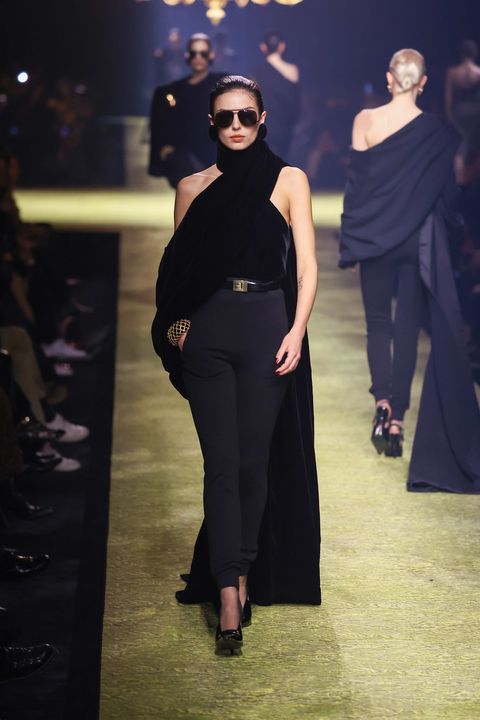 paris france february 28 editorial use only for non editorial use please seek approval from fashion house a model walks the runway during the saint laurent womenswear fall winter 2023 2024 show as part of paris fashion week on february 28 2023 in paris france photo by peter whitegetty images
