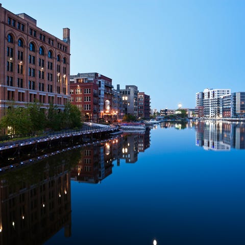 USA, Wisconsin, Milwaukee, City view at dusk usa, wisconsin, milwaukee, city view at dusk mens health boozy cities
