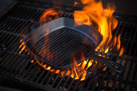 Cast Iron Skillet on Grill