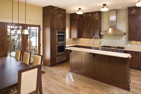 maple hardwood floors in a kitchen