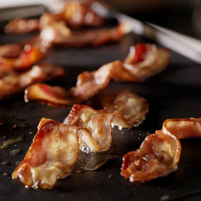 bacon frying on the grill  photographed on hasselblad h3d 39mb camera