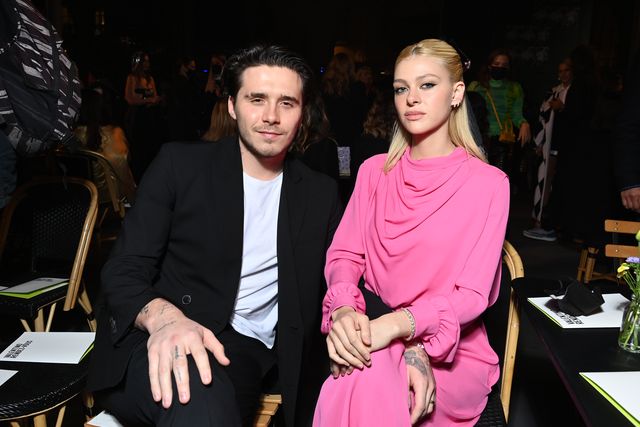 paris, france   october 01 editorial use only   for non editorial use please seek approval from fashion house brooklyn beckham and nicola peltz attend the valentino womenswear springsummer 2022 show as part of paris fashion week on october 01, 2021 in paris, france photo by pascal le segretaingetty images