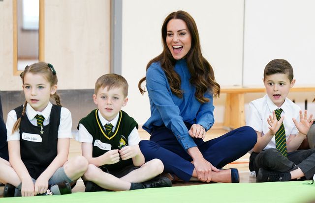 britains catherine, duchess of cambridge reacts during a roots of empathy session with schoolchildren during a visit to st johns primary school in glasgow on may 11, 2022 photo by jane barlow  pool  afp photo by jane barlowpoolafp via getty images