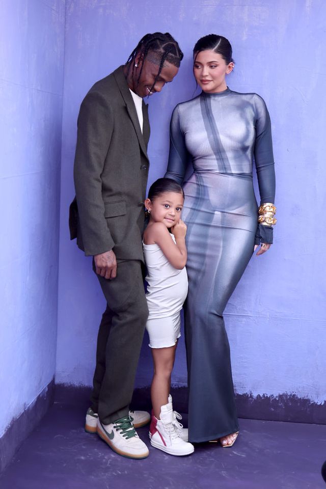 las vegas, nevada   may 15 l r travis scott, stormi webster, and kylie jenner attend the 2022 billboard music awards at mgm grand garden arena on may 15, 2022 in las vegas, nevada photo by matt winkelmeyergetty images for mrc
